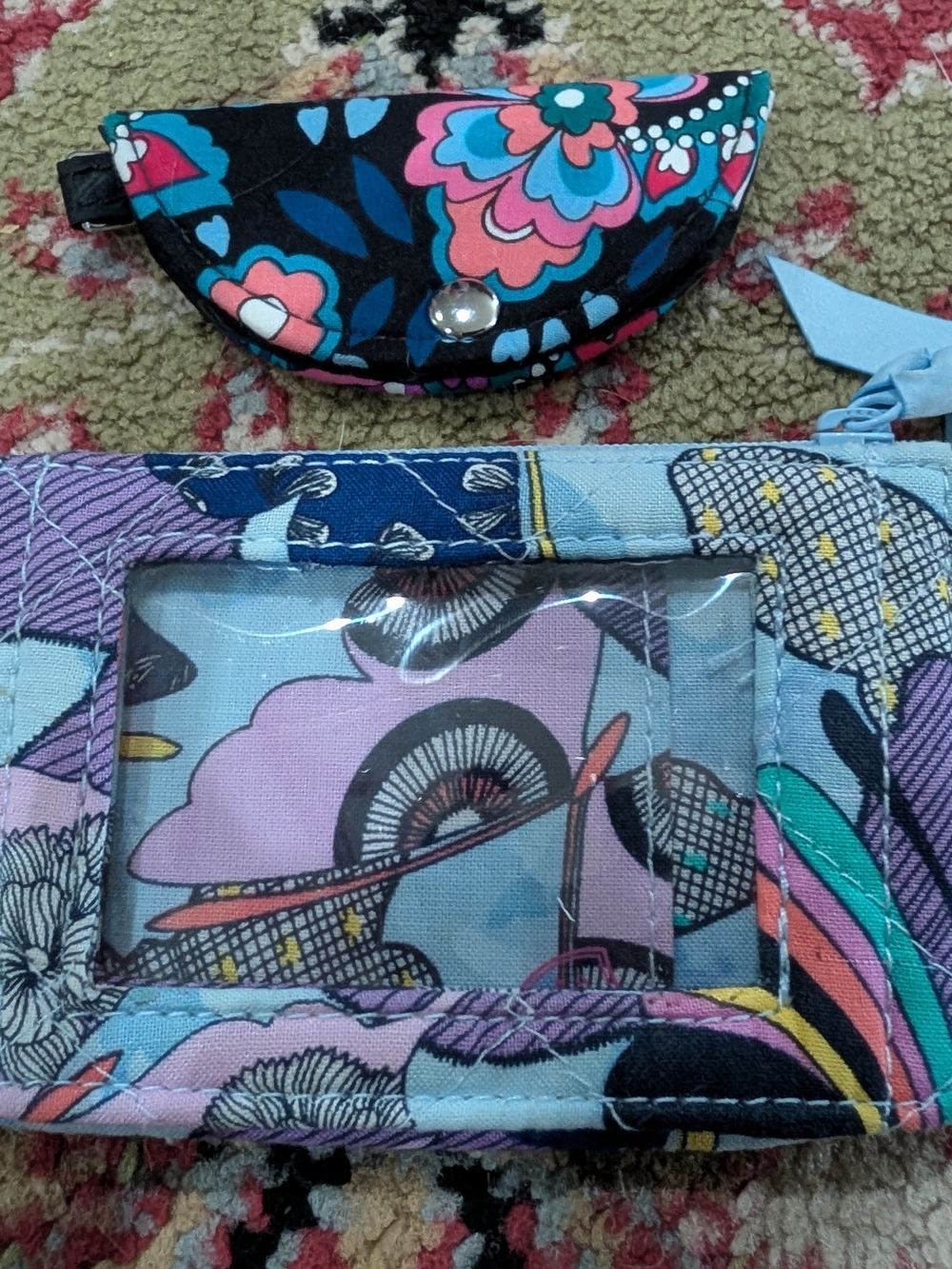 Kids Floral Print ID Wallet and Coin Case Set - Pink & Blue